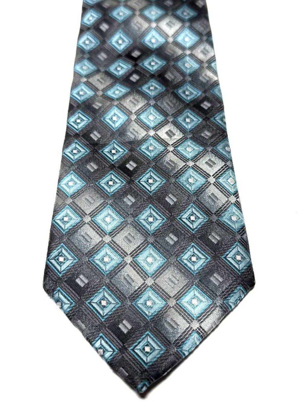 Bergamo New York Geometric Pattern Tie | Black Grey Teal